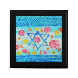 Vitsisk israelisk flagga med blommor och hjärta minnesask