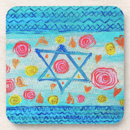 Vitsisk israelisk flagga med blommor och hjärta underlägg