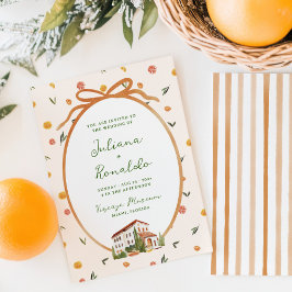 Vitsisk italiensk citrus Bröllop Inbjudningar