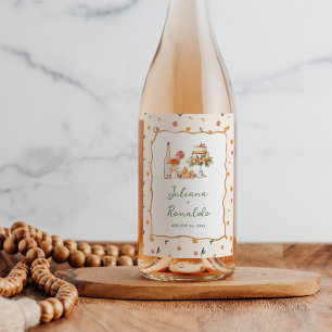 Vitsisk italiensk citrus Bröllop Vinflaska Etikett