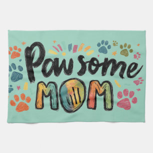 Vitsisk "Pawsome MAMMA"-grafik med färgstarkt Tass Kökshandduk