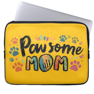 Vitsisk "Pawsome MAMMA"-grafik med färgstarkt Tass Laptop Fodral
