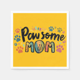 Vitsisk "Pawsome MAMMA"-grafik med färgstarkt Tass Pappersservett