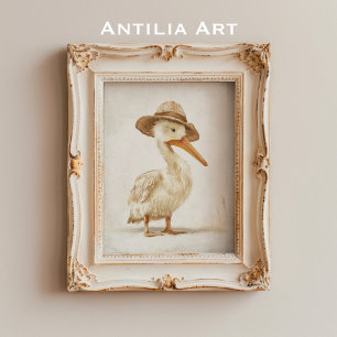 Vitsisk pelikan Porträtt som målar Vatten Bird Poster