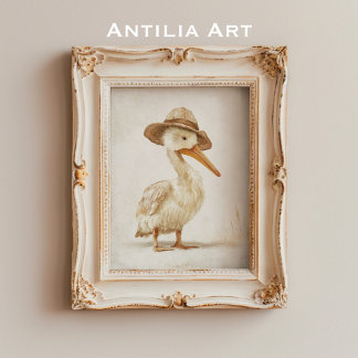 Vitsisk pelikan Porträtt som målar Vatten Bird Poster