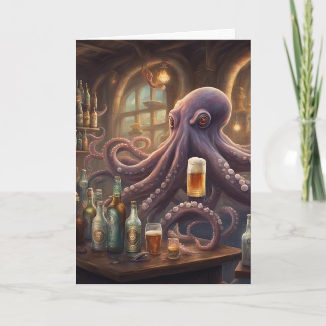 Vitsisk uppskattning av Octopus Bartender Kort (Framsida)