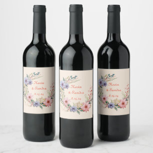 Vitsisk vattenfärgssetikett Vin Vinflaska Etikett