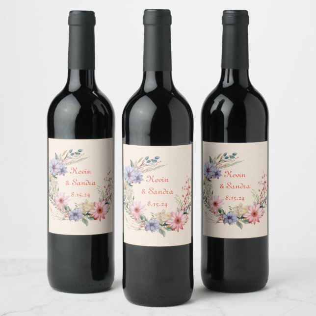 Vitsisk vattenfärgssetikett Vin Vinflaska Etikett (Flaskor)