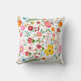 Vitsiskt Blommönster Färgfull Vår Fabric Kudde