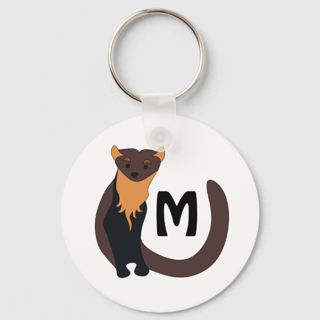 Vitsiskt Monogram för Europa-Marten Gräs Nyckelring (Framsida)