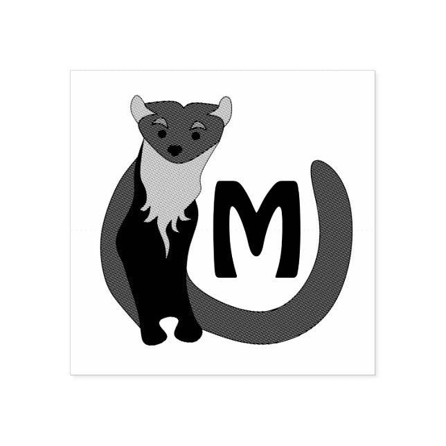 Vitsiskt Monogram för Europa-Marten Gräs Stämpel (Tryck)