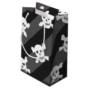 Vitskalle och Crossbones på svart randar
