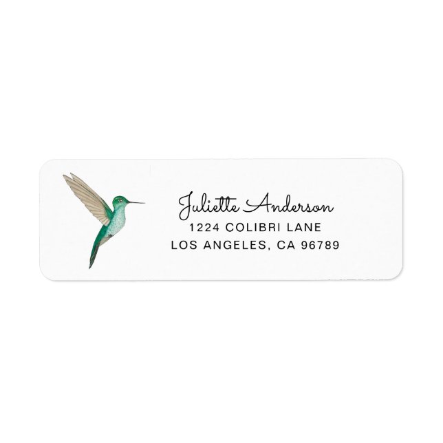 Vitskär kolibri returadress etikett (Framsidan)