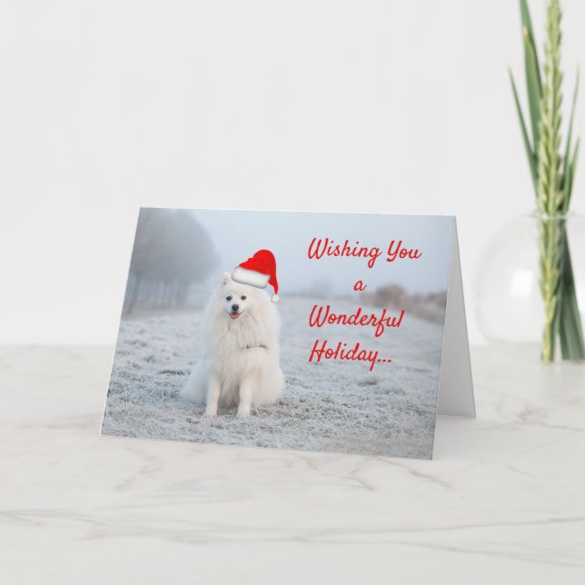 Vitskift julhelg julhälsningskort Samoyed Kort (Framsida)