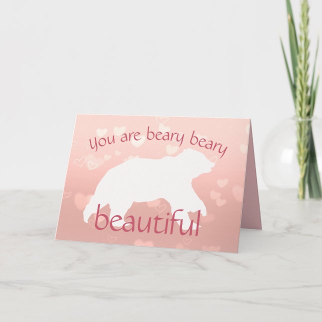 Vitskjulptur av björn på kort (Framsida)