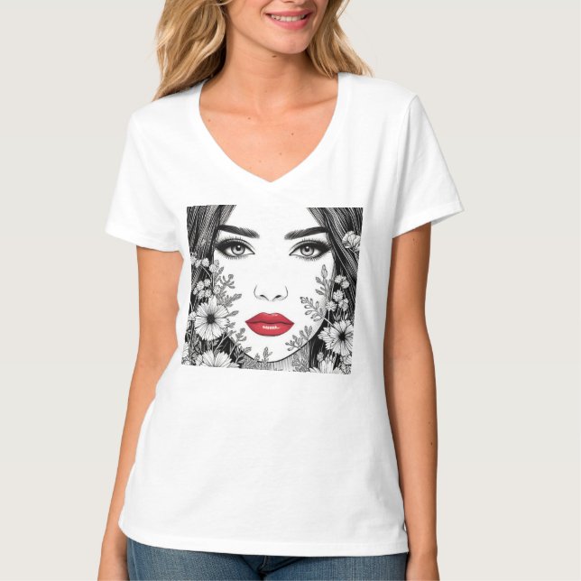 Vitsnaturare - kvinnlig skönhet i blodet t shirt (Framsida)