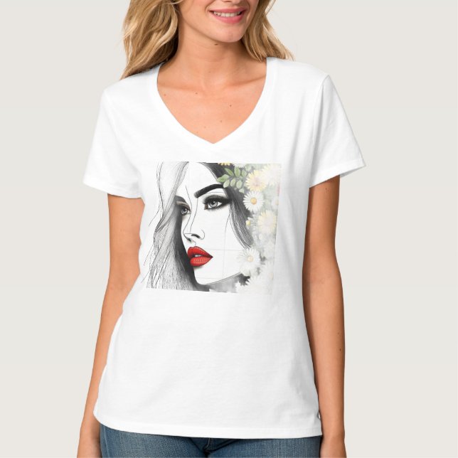 Vitsnaturare - kvinnlig skönhet i blodet t shirt (Framsida)