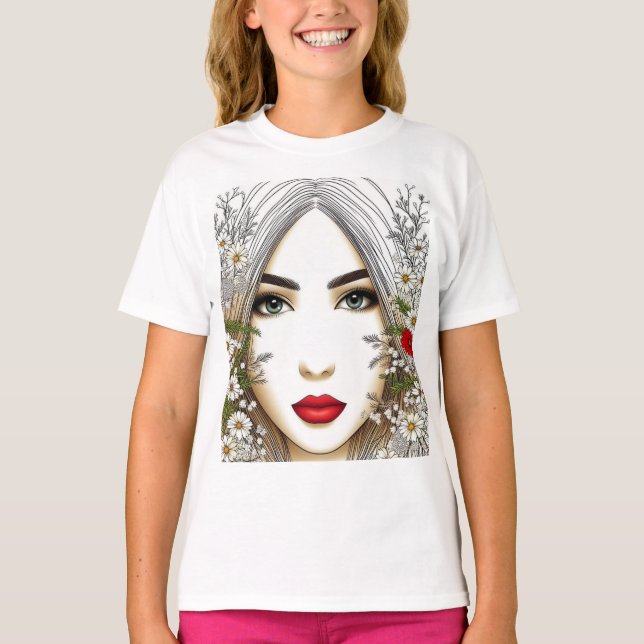 Vitsnaturare - kvinnlig skönhet i blodet t shirt (Framsida)