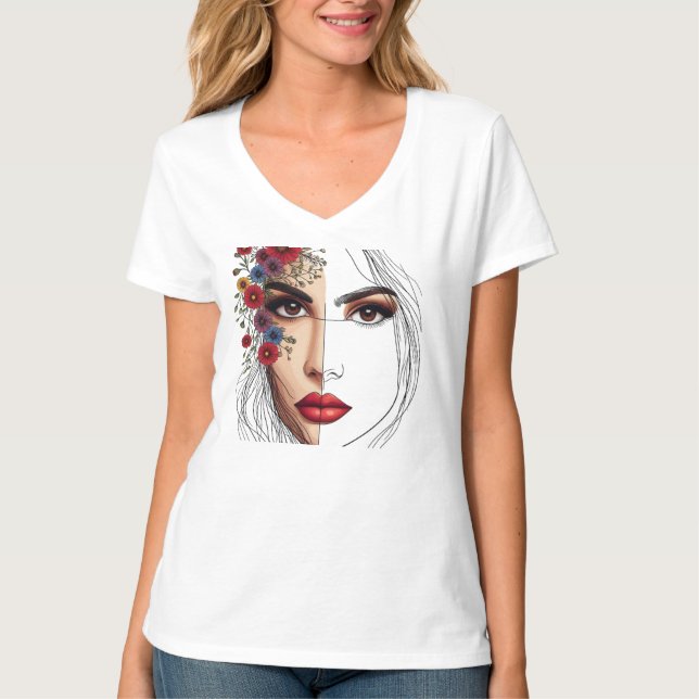 Vitsnaturare - kvinnlig skönhet i blodet t shirt (Framsida)