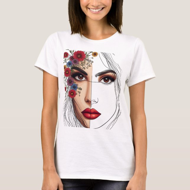 Vitsnaturare - kvinnlig skönhet i blodet t shirt (Framsida)