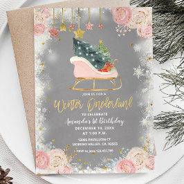 Vitsnöflummel Winter Onederland Birthday Inbjudningar