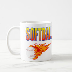 Vitsoftballet flammar boll kaffemugg
