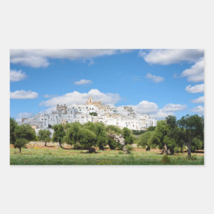 Vitstad Ostuni, rektangulärt dekal av Apulien Klistermärke