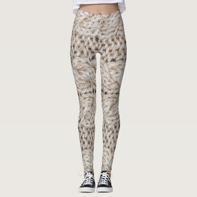 Vitstickad ull, struktur, bakgrund leggings (Framsida)
