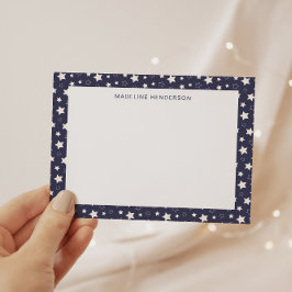 Vitstjärnor Dusty Blue Monogram Anteckningskort