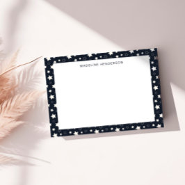 Vitstjärnor svart Monogram Anteckningskort