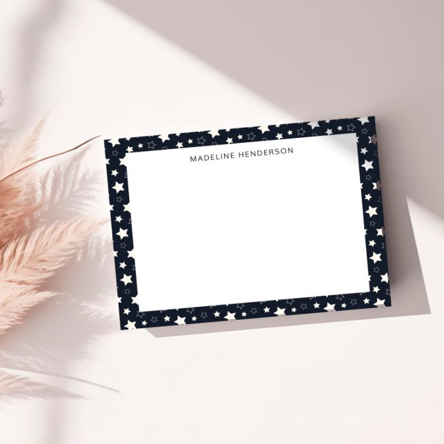 Vitstjärnor svart Monogram Anteckningskort (Skapare uppladdad)