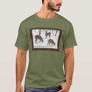Vitstjärt hjort i snöiga skogar - God Jul T-shirt