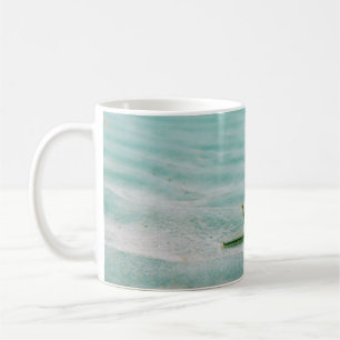 Vitstjärt på sand under vatten på morgonen kaffemugg