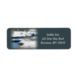 Vitstjärtad Hjort Doe vid floden Returadress Etikett