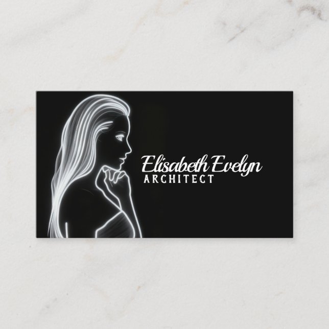 Vitstreckad elegans: En modern silhuettdesign Visitkort (Framsida)