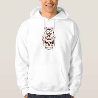 Vitsupporter Hoody, brun skalledesign Munkjacka