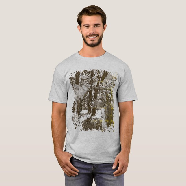 Vitsvanshjort,  Vaksamma Hanar, Tee Shirt (Hel framsida)