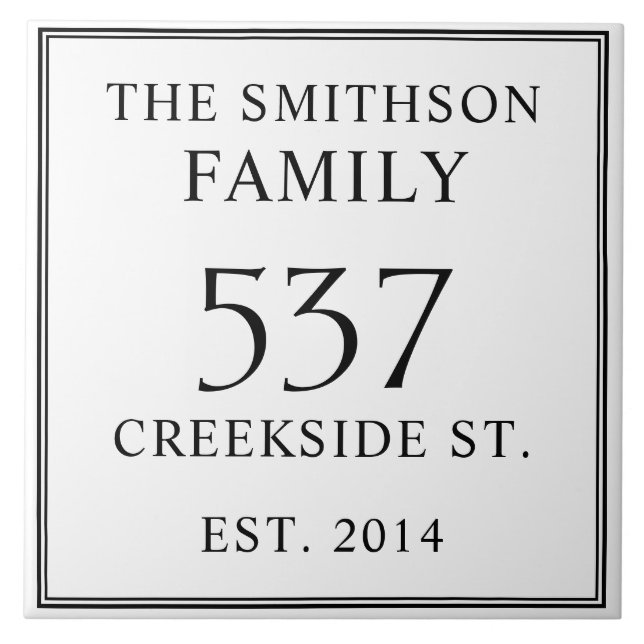 Vitsvart datum etablerat Adress House Plaque Kakelplatta (Framsidan)