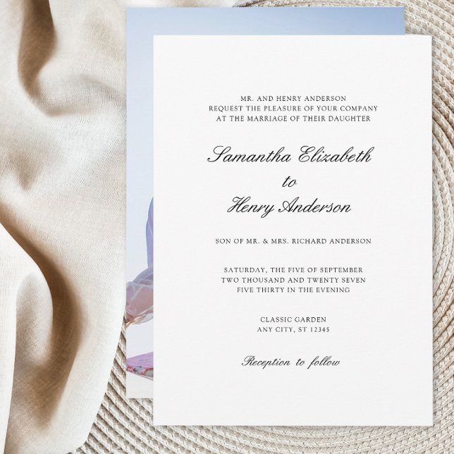 Vitsvart fotobröllop - inbjudan (Skapare uppladdad)