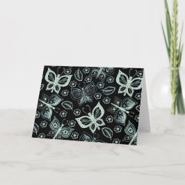 Vitsvart och vitt blankt anteckningskort för fjäri