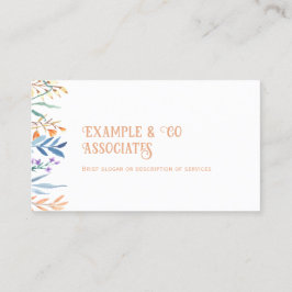 Vitt Affärskort, Orange och Blå Wildblommor Visitkort