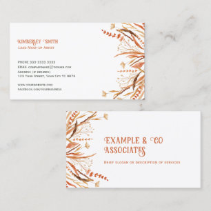 Vitt Affärskort, Orange Wildblommor, ingen logotyp Visitkort