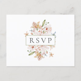 Vitt akvarell blommande bröllops-RSVP Inbjudan Vykort