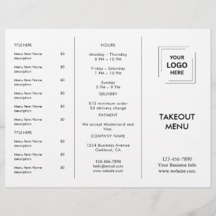 Vitt anpassat företagslogotyp Restaurang Takeout-m