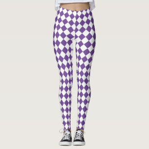 Vitt & [Anpassningsbar Färg] kontrollerad romb m Leggings