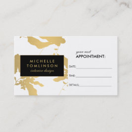 Vitt avtalat avtalskort för elegant Guld Blommönst Tidsbeställning Kort