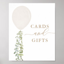 Vitt babyvykort och presentkort poster