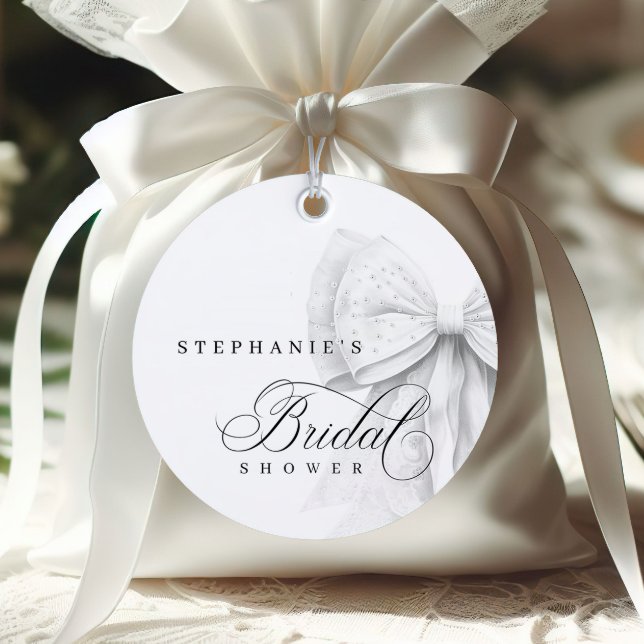 Vitt bågpärlor bröllopsdusch gåvor etiketter (Skapare uppladdad)