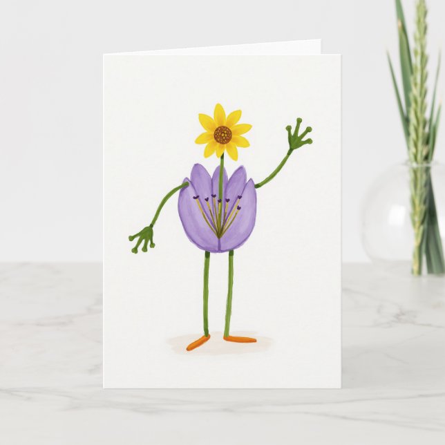 Vitt Bakgrund Blommig Kort (Framsida)