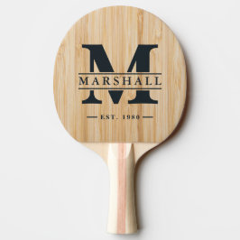 Vitt Bambu Monogram & Namn Overlay Pingisracket